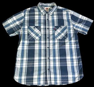 Camisa Levi's Para Hombre Talla XL Azul Blanco A Cuadros Abotonada Manga Corta Western - Imagen 1 de 11