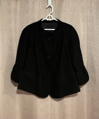 Blazer Talbots para mujer talla 14W negro mezcla de lana cuello falso manga globo nuevo con etiquetas Foto 1 de 4