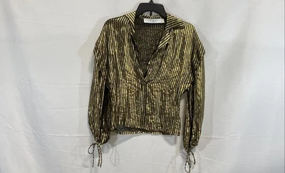 Blusa para mujer IRO Mae a rayas doradas talla 34 Foto 1 de 4