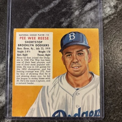 1953 Red Man NL NO10 Pee Wee Reese EX Dodgers - Изображение 1 из 2