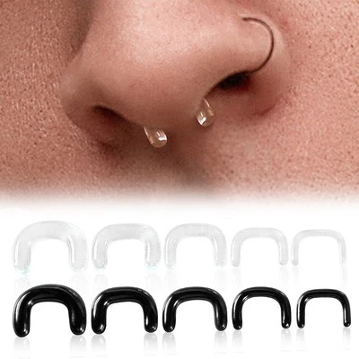 1 pieza 16G-8G Pyrex vidrio negro transparente en forma de U anillos para nariz tachuelas retenedor estiramiento Foto 1 de 4