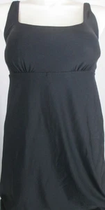 LANDS END Black Square Neck Swim Dress One Piece Swimsuit Womens 18 D-cup NEW - Picture 1 of 11