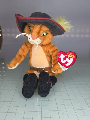 Ty Beanie Bebé GATO CON BOTAS Gato (Shrek - Exclusivo DVD) 8,5" Con Etiqueta Original Foto 1 de 4