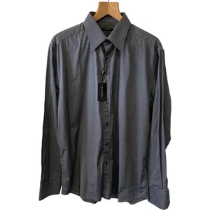 Gucci Men's Striped Button-Up Shirt Size 43/17 Grey - Picture 1 of 8