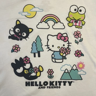Sanrio Hello Kitty Ringer Crop T-Shirt M 8-10 Chococat Keroppi Badtz Friends - Image 1 of 4