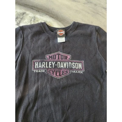 VTG Harley Davidson Black Long Sleeve Sweatshirt XS Motorcycle Cycles - Image 1 of 4