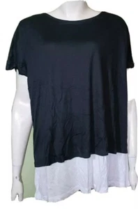 NUOVA ASOS Maglietta Premaman Allattamento con Doppio Strato, Nero/Bianco UK 20 - Foto 1 di 4