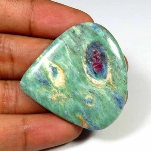 Natural Ruby Cabochon 39x38 mm Ruby Fuchsite Smooth Heart Gemstone 54 Cts RS-81 - Picture 1 of 11