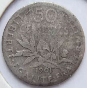 Coin France 50 Centimes 1901 in low preservation - Picture 1 of 2