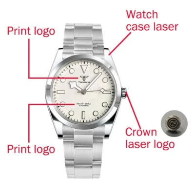 customization DIY Men's Watch Logo Text Print NH PT Movement Sapphire Crystal - Image 1 of 2