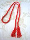 Vintage Crochet Bead Flapper Necklace Red Glass Beads Tassels