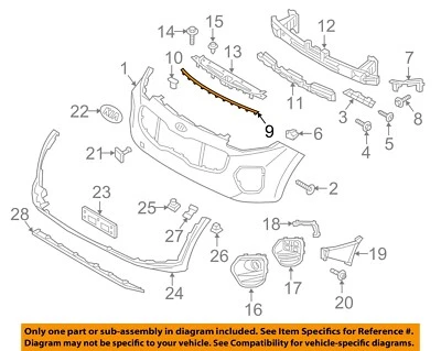 Parachoques delantero KIA OEM 17-18 Sportage parrilla-sello a capó 86357D9000 Foto 1 de 2