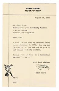 1985 LETTER SIGNED by Cartoonist DEAN YOUNG - Head writer of BLONDIE Comic Strip - Picture 1 of 1