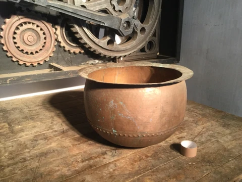 Very Large Vintage Copper Riveted Planter. Pot. Garden. Jardiniere. Huge. Tree Cover