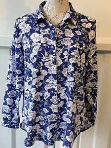 "EMERGE"SIZE"14"WOMENS BLUE/WHITE COTTON MIX BLOUSE* - Picture 1 of 2