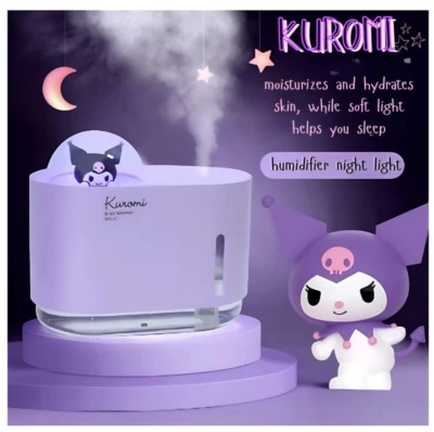 Sanrio Kuromi Estatuilla Humidificador Niebla Suave y Luz Nocturna Niñas Dormitorio Decoración Foto 1 de 4