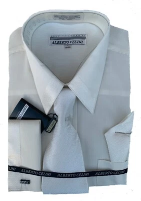 3 Piece Dress Shirt Alberto Celini  Come with Tie, Hankey and Shirt - Image 1 of 4