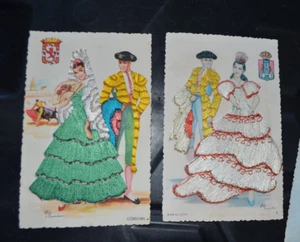 10X AMAZING postcards SPANISH 2x BULLFIGHTERS embroidered flamenco DANCING - Picture 1 of 7