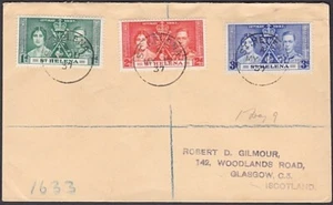 ST HELENA 1937 Coronation set on registered FDC to UK......................a3717 - Picture 1 of 1