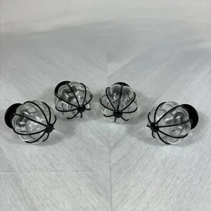 IKEA - BLAST 2 Pair of Glass Globe Black Curtain Rod Finials Ends Caps - Picture 1 of 4