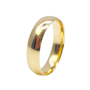 22ct Yellow Gold High Polished Men's Traditional Dome Wedding Band 5mm - Picture 1 of 8