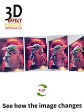 Star Wars-Yoda Poster 3D Lenticular Flip Effect,4 Images In One, water resistant