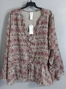 New-WOMAN'S FASHION BUG LONG SLEEVE/BUTTON UP CAREER BLOUSE TOP.LINED.SZ 30/32 - Picture 1 of 9