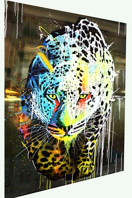 Gato leopardo - Pintura moderna arte impressão em tela parede decoração para casa rua - Imagem 1 de 4