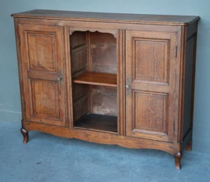 Antique Georgian bookcase sideboard solid oak adjustable shelves original finish - Picture 1 of 14