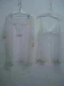 USA Made Nancy King Lingerie 3 Piece Baby Doll Pajama Size White Large #949Q - Picture 1 of 4