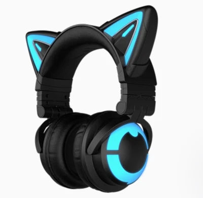 YOWU 3S CAT EAR wireless Headset Bluetooth music Headphones RGB Lighting - Image 1 of 2