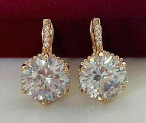 5CT Blanco Tratados Pendientes con Diamante en Amarillo Bañado Oro Certificado - Imagen 1 de 5