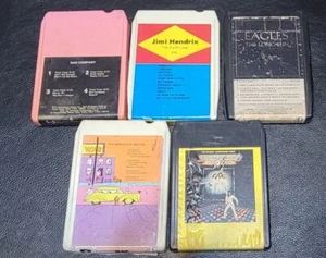 5 Tape 8 Track Rock Lot Jimi Hendrix, Eagles, Bad Company, Sat Night Fever, War - Picture 1 of 3
