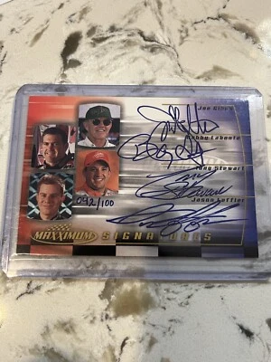 2000 Maxximum Signatures Tony Stewart Joe Gibbs Bobby Labonte Jason Leffler Auto - Image 1 of 2
