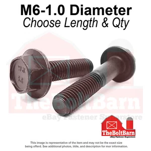 M6-1.0 Class 8.8 Hex Flange Screws Frame Bolts Plain (Pick Length & Qty) - Picture 1 of 8
