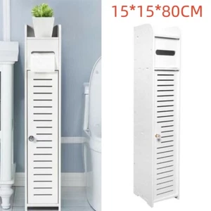 White Wooden Bathroom Shelf Cabinet Cupboard Bedroom Free Standing Storage Unit - Picture 1 of 9