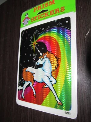PRISM STICKER SHEETS VINTAGE UNICORN RAINBOW VINTAGE PRISMATIC NIP NIGHT - Image 1 of 4