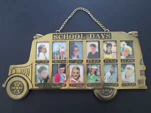 Vtg. Brass SCHOOL DAYS Bus Picture Frame for 1st to 12th Grade Photos - Picture 1 of 5
