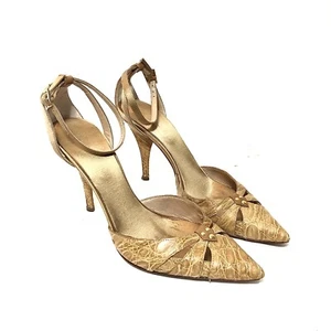 Giuseppe Zanotti Tan Croc Embossed Leather Heels EUR Size 35/US Size 5 - Picture 1 of 13