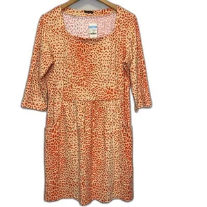 J. McLaughlin Emma Dress Orange and Cream Animal Print Classic Fun Large - Picture 1 of 16