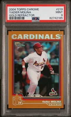 2004 TOPPS CHROME GOLD REFRACTOR #219 YADIER MOLINA PSA 9 MINT ROOKIE CARD RC - Image 1 of 2