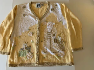 Vintage HSN Storytime Knits Father Christmas Santa Cardigan - Picture 1 of 7