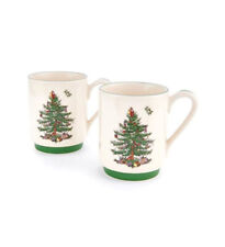 Spode Christmas Tree Stacking Mugs | Set of 2 | Holiday Coffee Cups | 12-Ounce