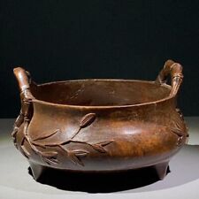Vintage Censer Chinese Copper Alloy Bamboo Double Eared Incense Burner