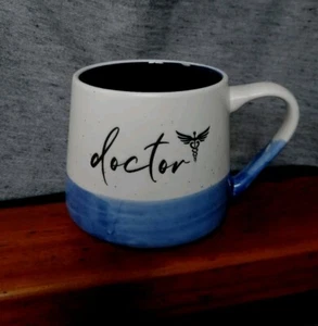 Sheffield Hope Doctor Inscribed White Blue Speckled Large 20 oz Coffee Mug - Picture 1 of 4