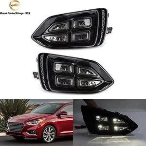 Pair For Hyundai Accent Front Bumper Fog Lamp Modified LED White Light 2019-2020 - Picture 1 of 5