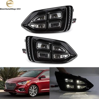 Pair For Hyundai Accent Front Bumper Fog Lamp Modified LED White Light 2019-2020 - Image 1 of 4