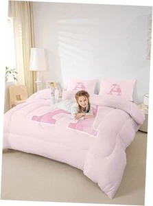 Pink Bow Comforter Set,Monogrammed Bedding Gifts for Women Teen Twin Pink a - Picture 1 of 7