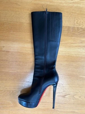 CHRISTIAN LOUBOUTIN Black Bianca Botta 140 Leather Knee Boots IT 40 Good Cond. - Image 1 of 4