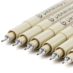 Confezione 6 Penne da Scrittura Nere Extra Fine Punta 0,25mm Ultra Sottili Senza Sanguinamento Marcatori - Foto 1 di 7